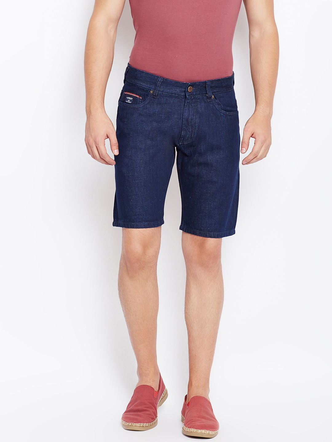 

Blackberrys Men Navy Solid Regular Fit Denim Shorts, Navy blue