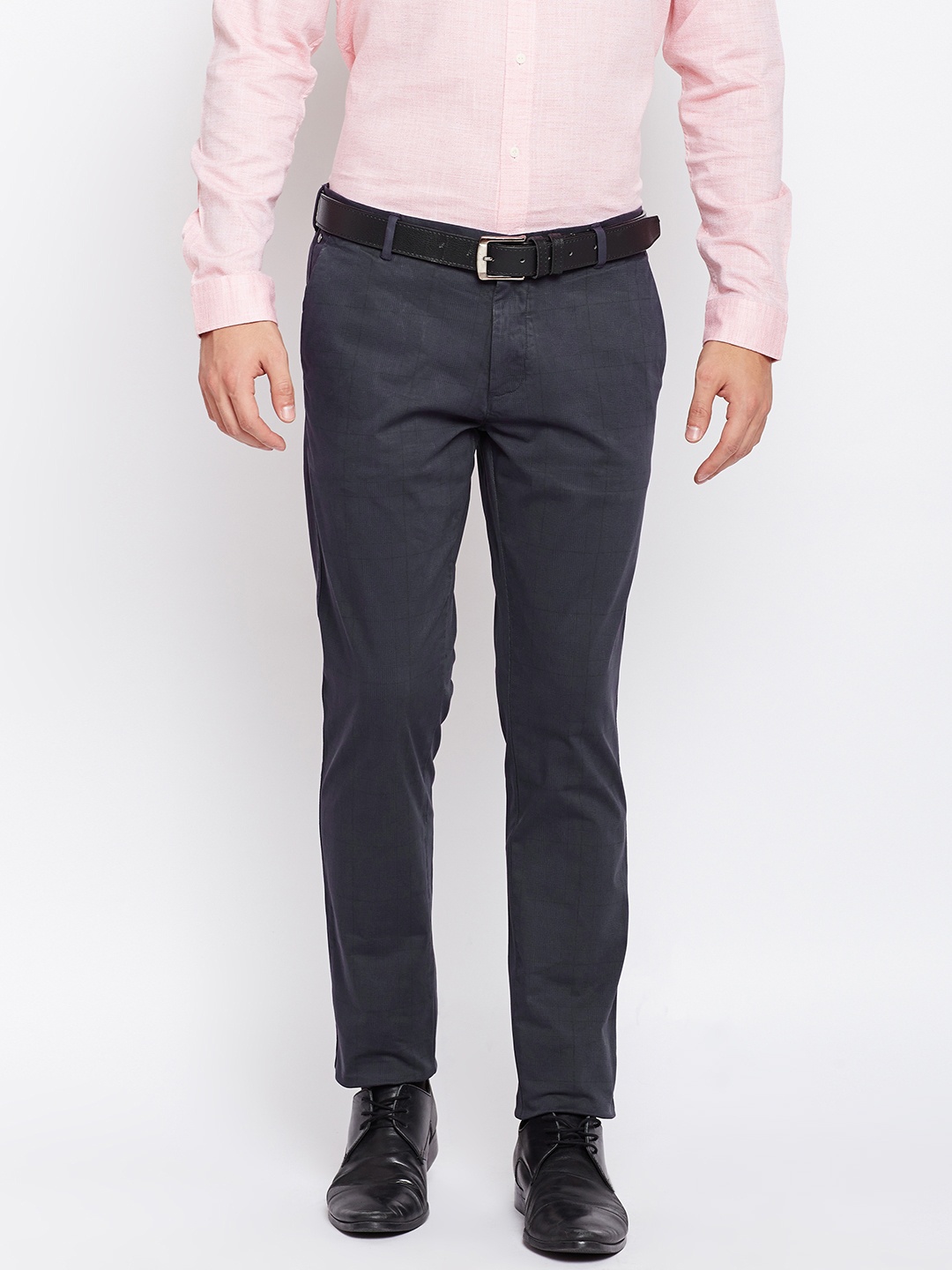 

Blackberrys Men Navy Blue B-91 Skinny Fit Solid Trousers