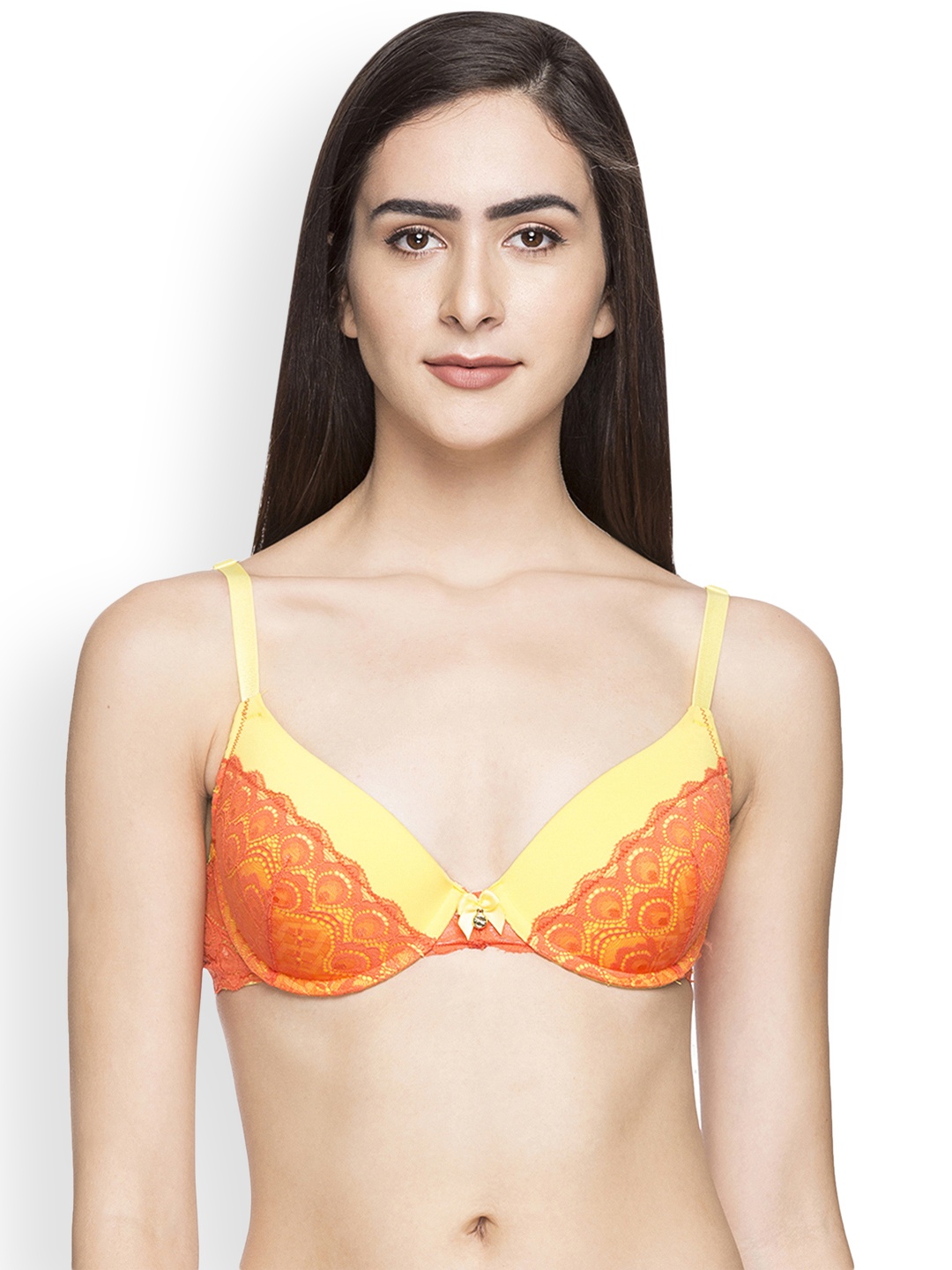 

Candyskin Yellow & Orange Lace Underwired Push-Up Bra CS-BRA-05AYELLOW WITH ORANGE