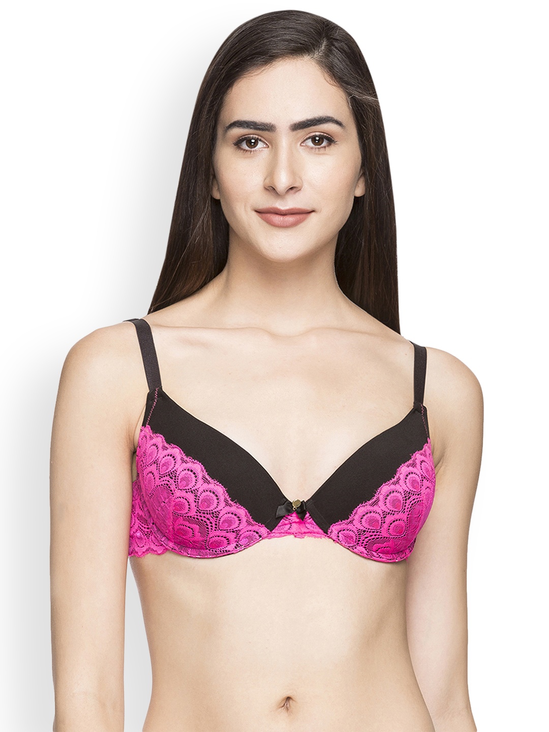 

Candyskin Black & Pink Lace Underwired Push-Up Bra CS-BRA-05ABLACK WITH PINK1999