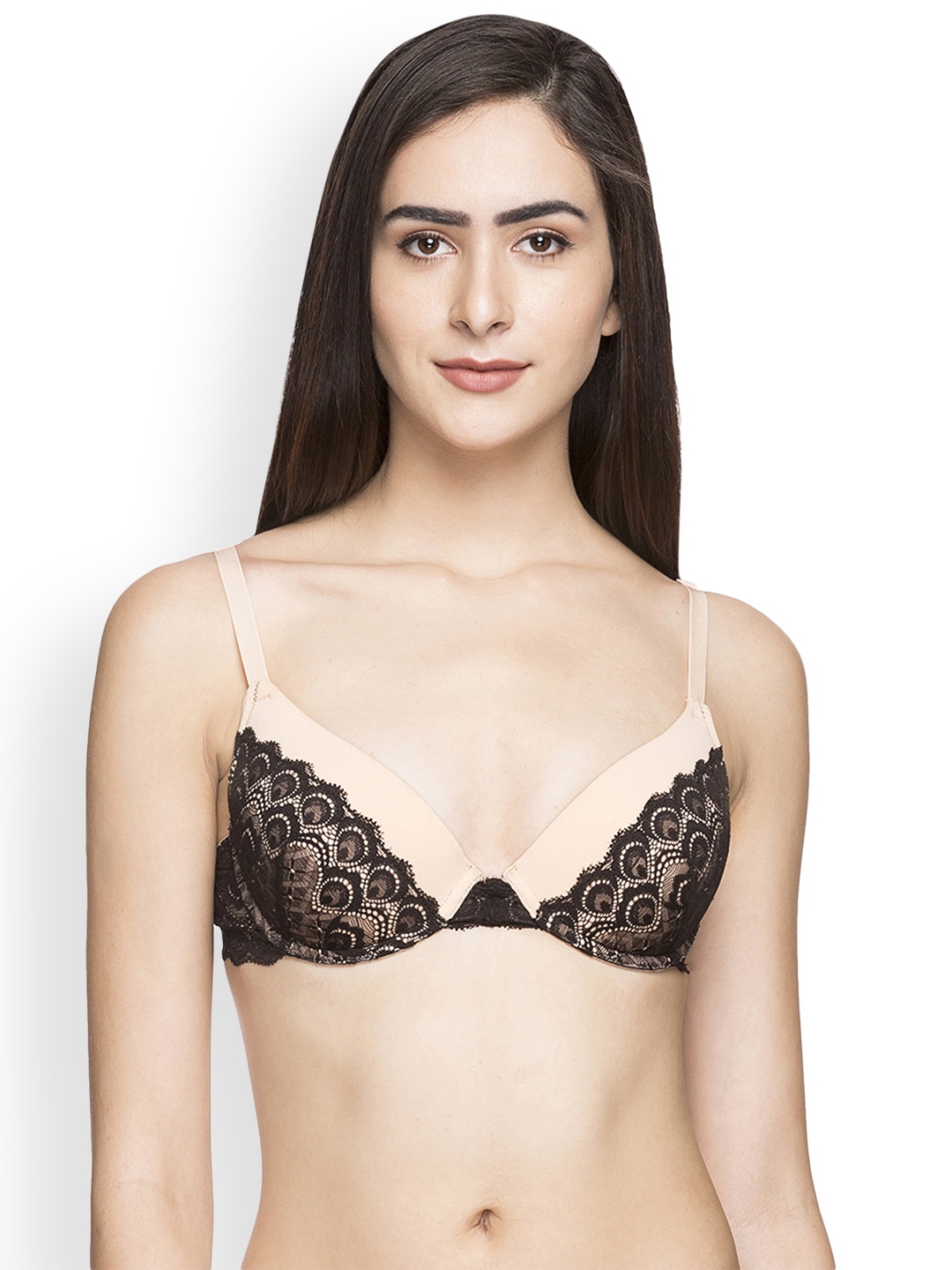 

Candyskin Beige & Black Lace Underwired Push-Up Bra CS-BRA-05ANude With Black1999
