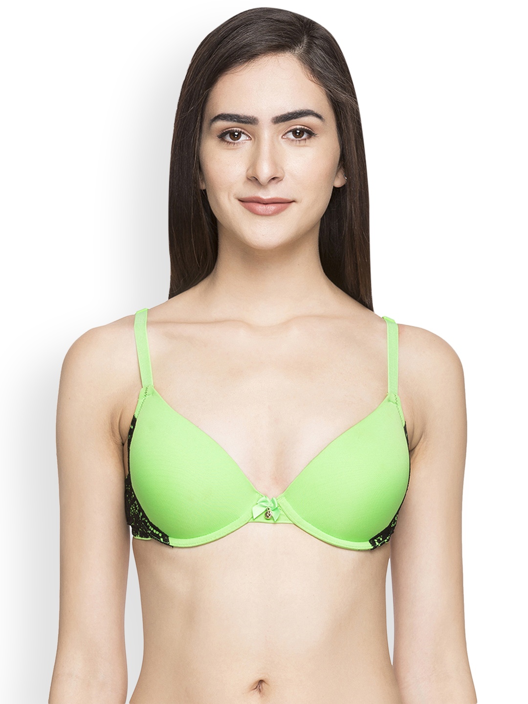 

Candyskin Green Solid Underwired Heavily Padded Push-Up Bra CS-BRA-02GREEN WITH BLACK1599
