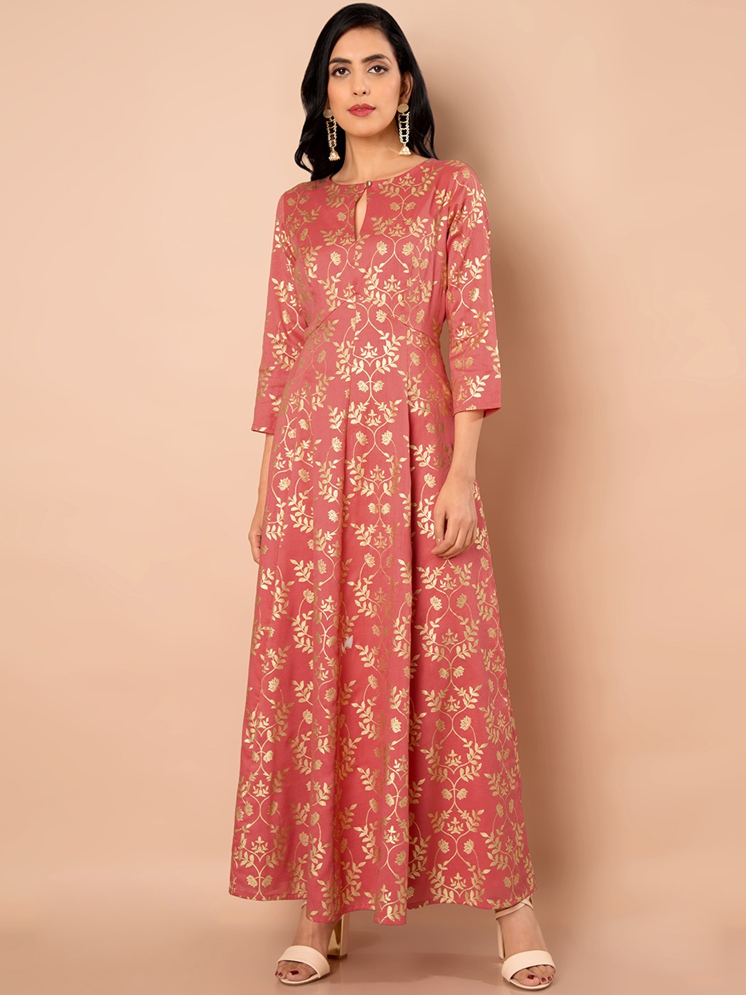 

INDYA Women Coral Printed Anarkali Kurta
