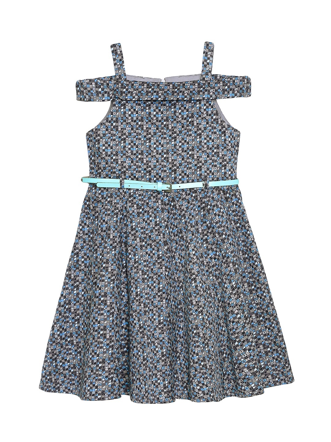 

CACA CINA Girls Multicoloured Printed Fit and Flare Dress, Multi