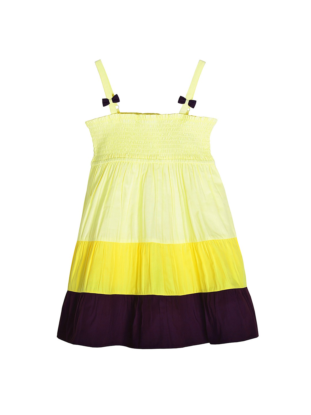 

CACA CINA Girls Yellow & Brown Colourblocked Fit and Flare Dress