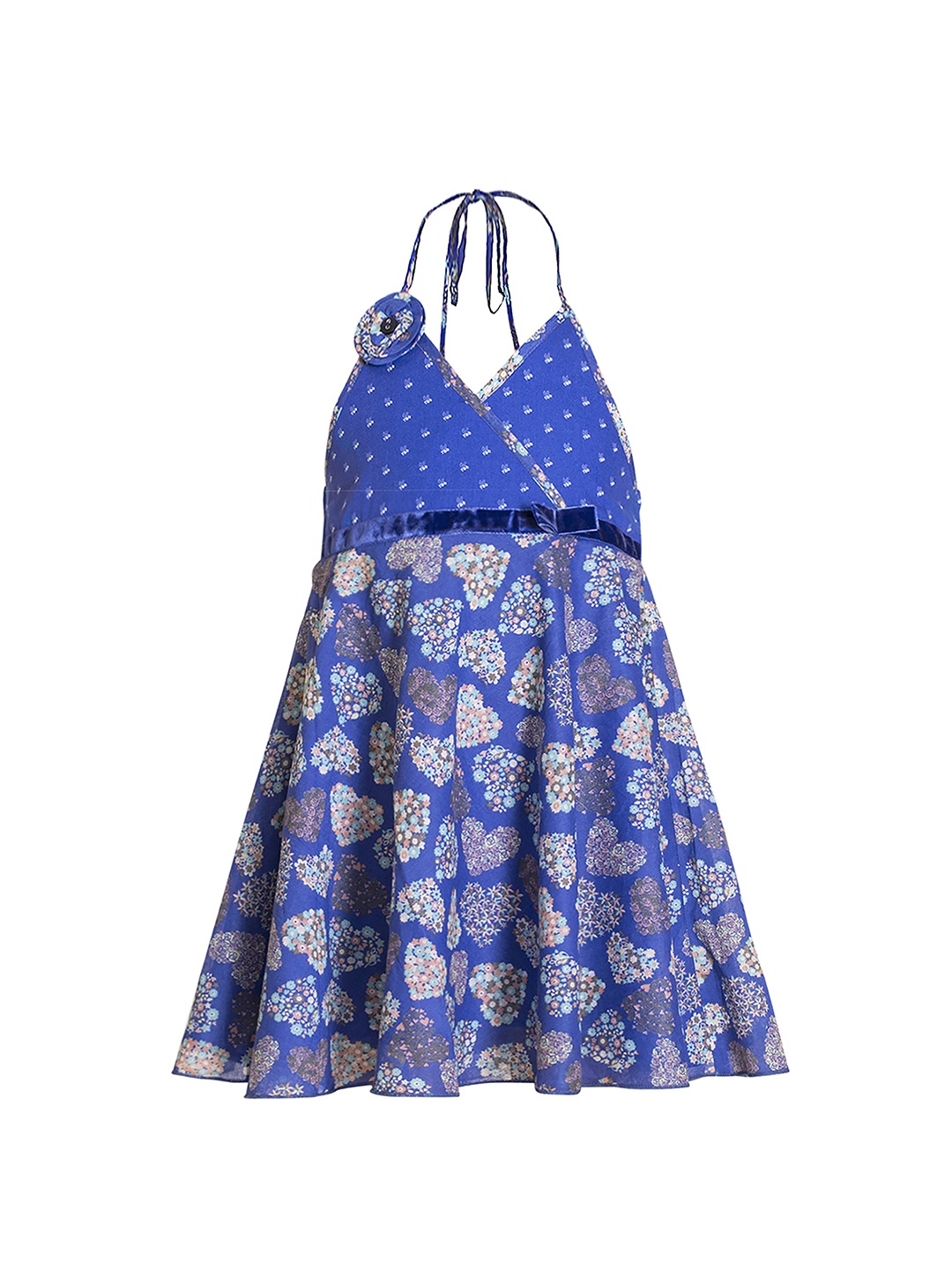 

CACA CINA Girls Blue Printed Fit and Flare Dress