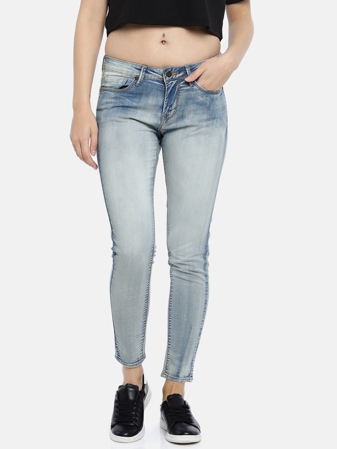 

HERE&NOW Women Blue Skinny Fit Mid-Rise Clean Look Stretchable Jeans