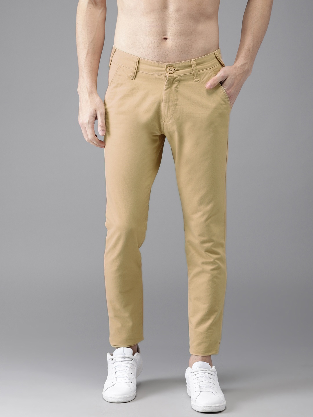 

HERE&NOW Men Beige Slim Fit Solid Chinos