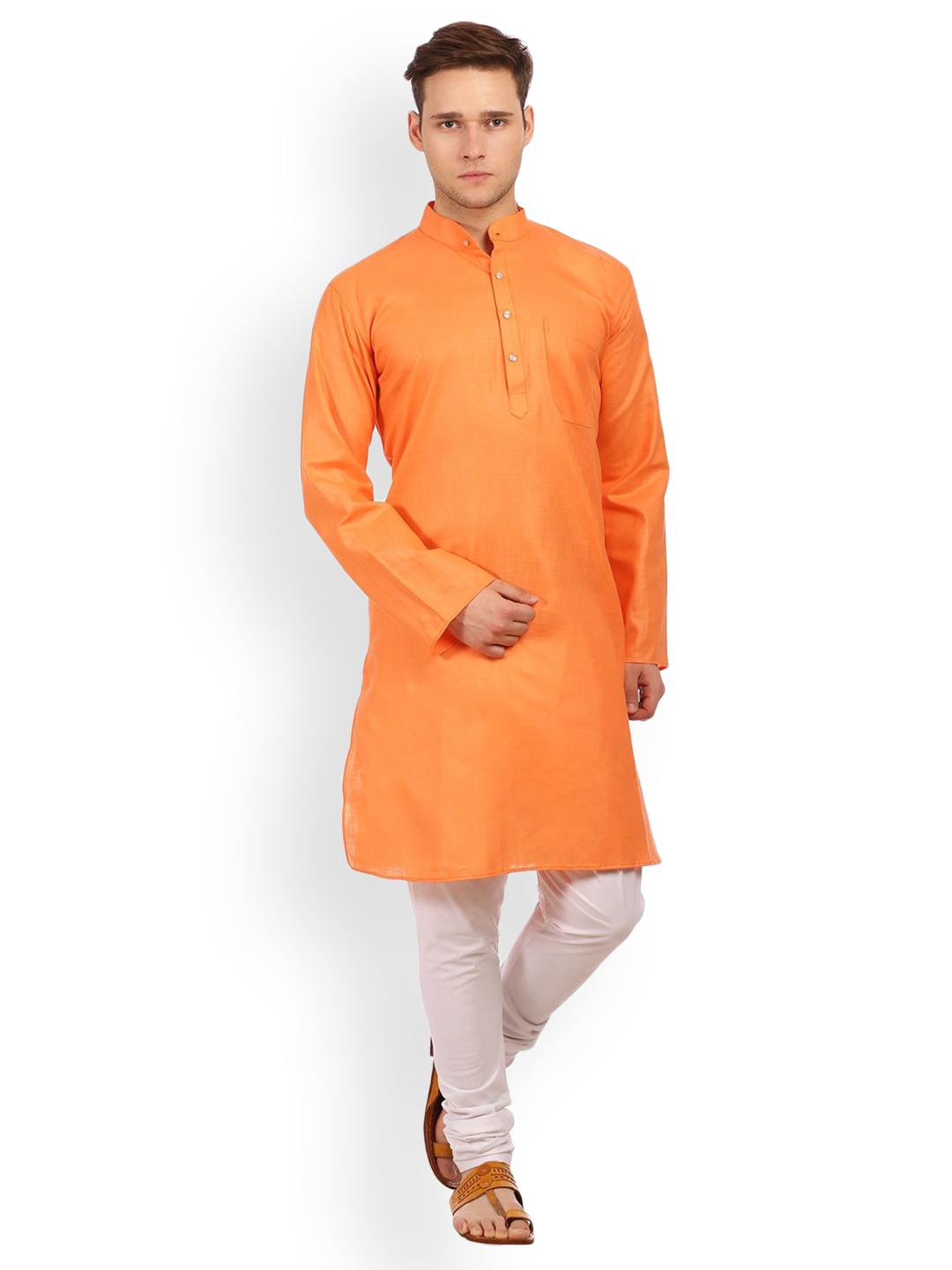 

Wintage Men Orange Solid Straight Kurta