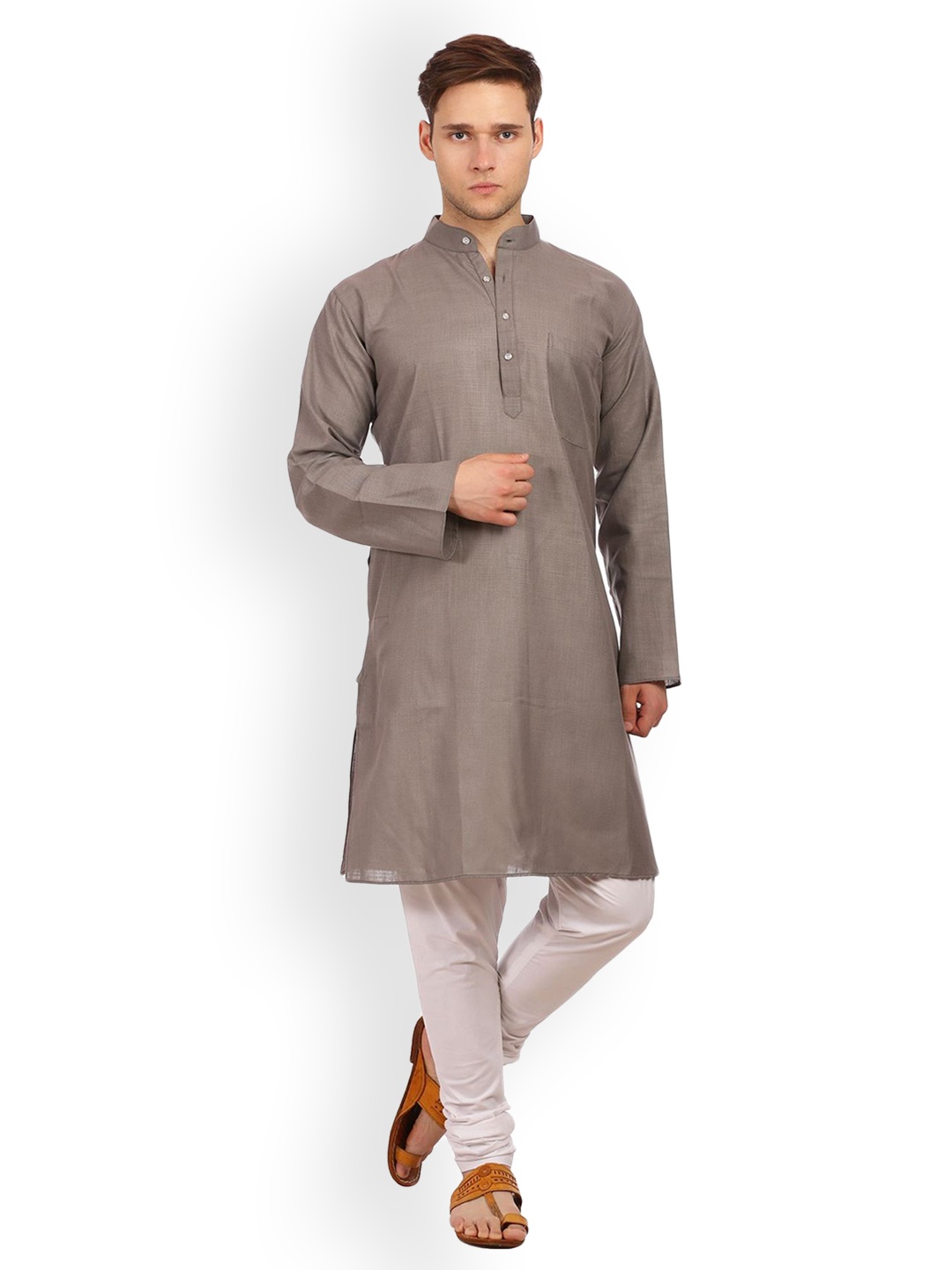 

Wintage Men Grey Solid Straight Kurta