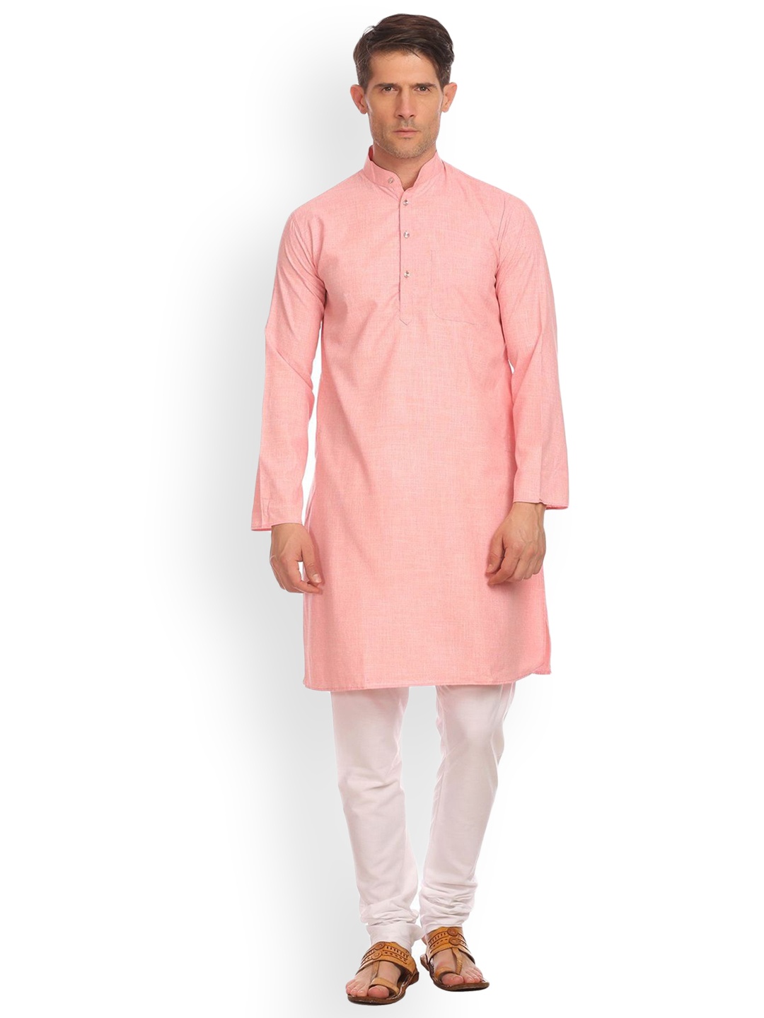 

Wintage Men Pink Solid Straight Kurta