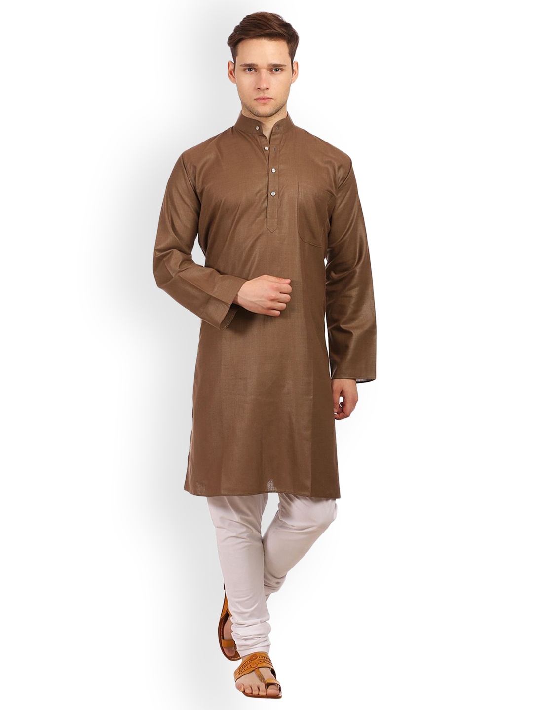 

Wintage Men Brown Solid Straight Kurta