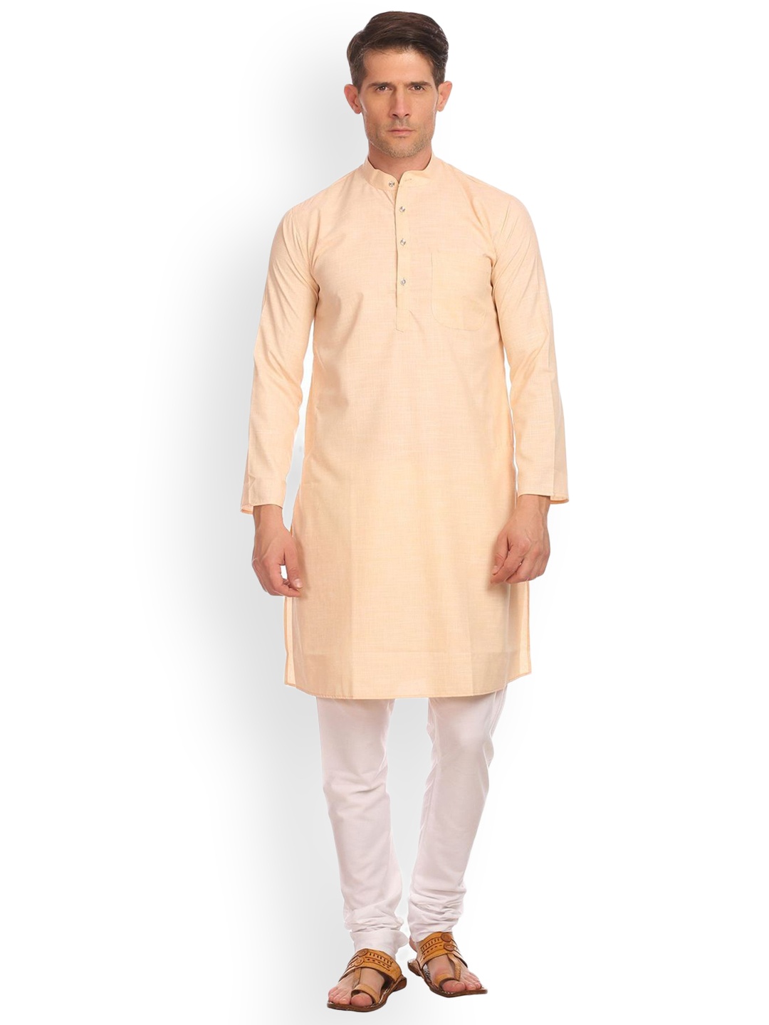

Wintage Men Cream-Coloured Solid Straight Kurta