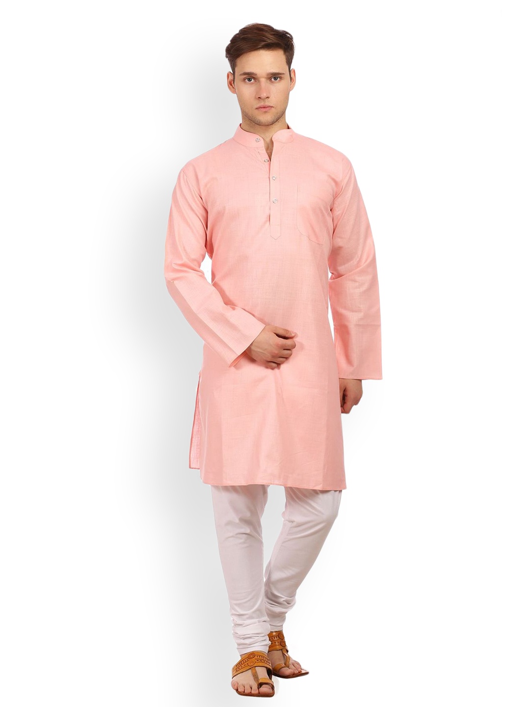 

Wintage Men Pink Solid Straight Kurta