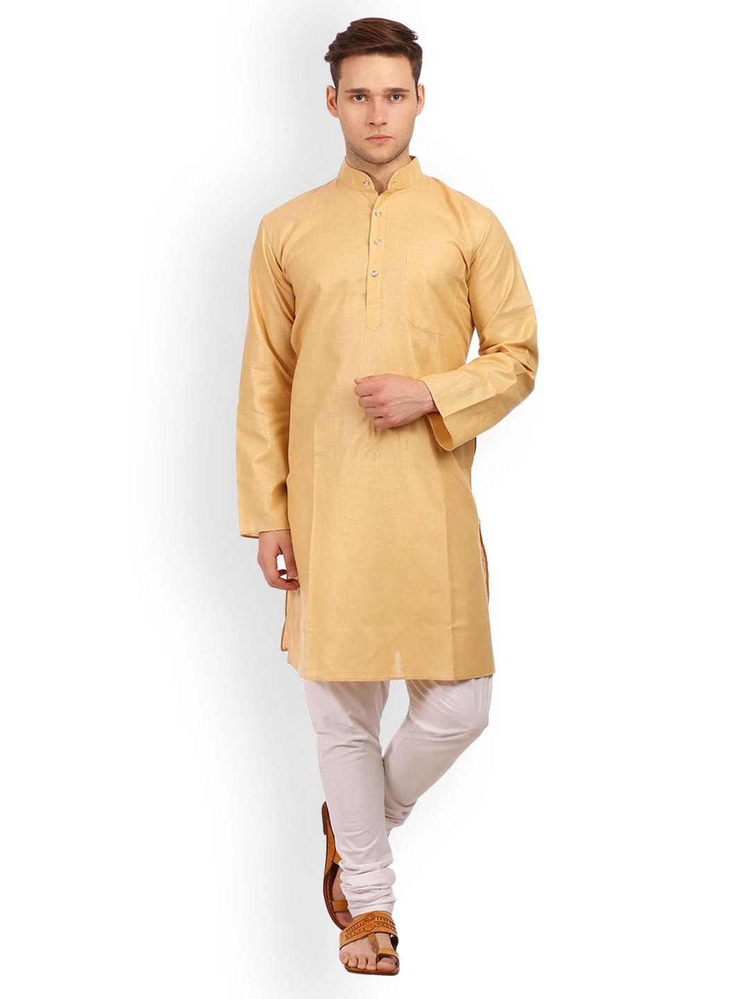 

Wintage Men Beige Solid Straight Kurta