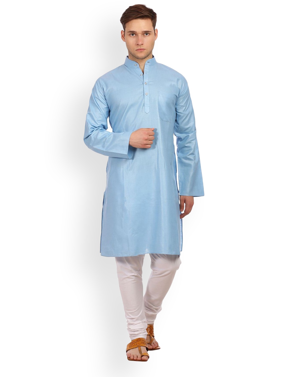 

Wintage Men Blue Solid Straight Kurta