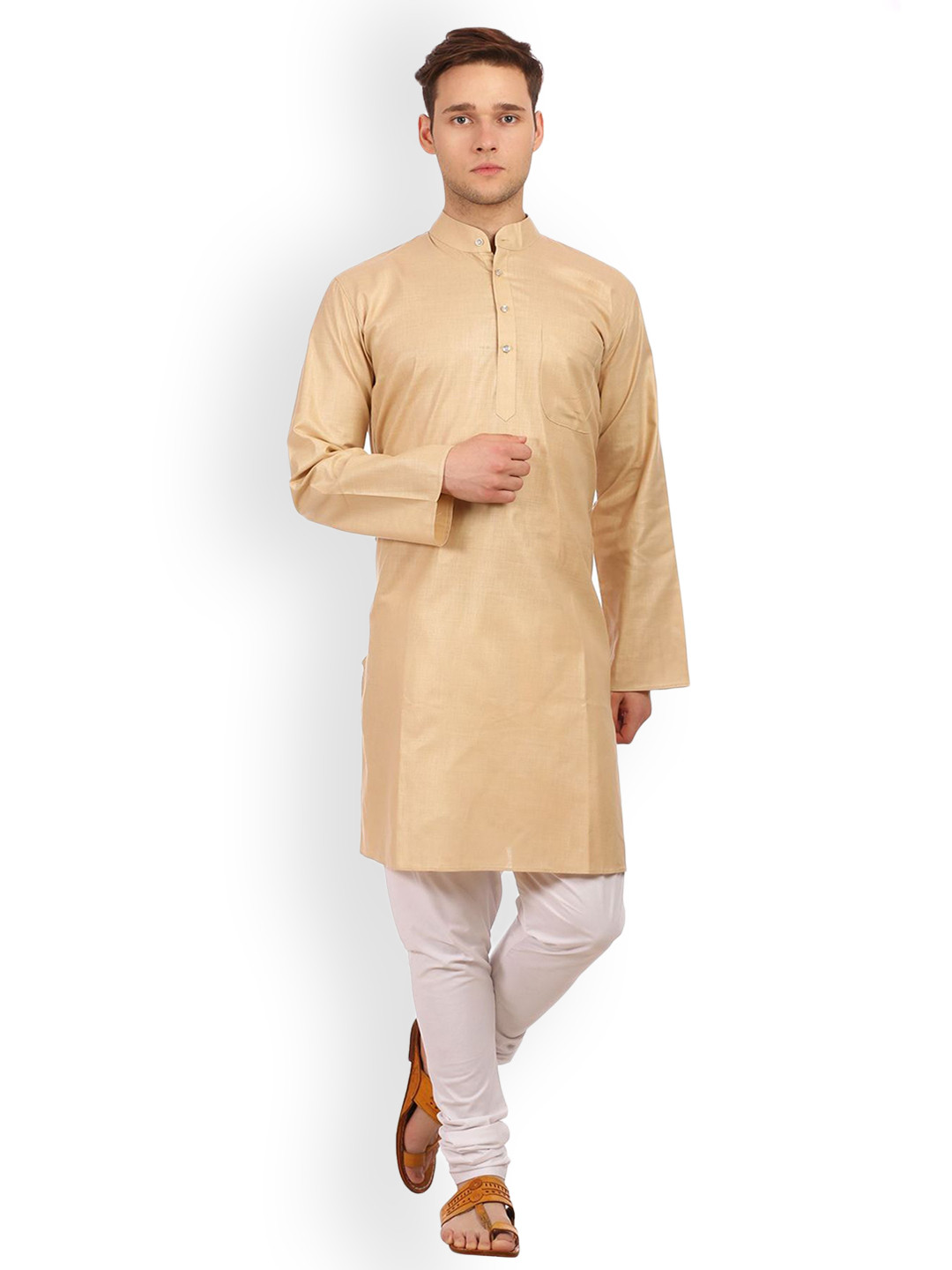 

Wintage Men Beige Solid Straight Kurta