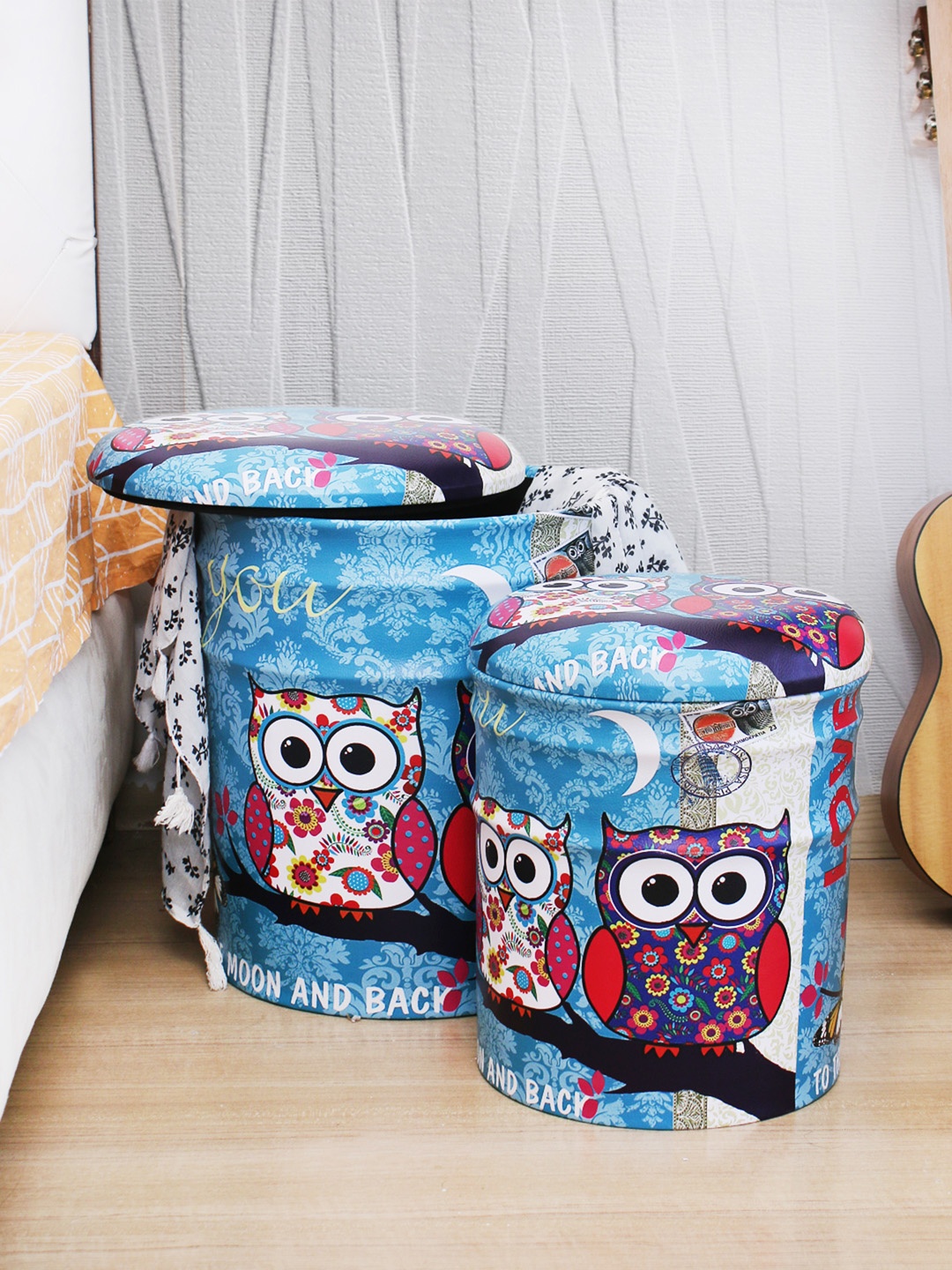 

OddCroft Set of 2 Blue Printed Tote Magazine Organiser