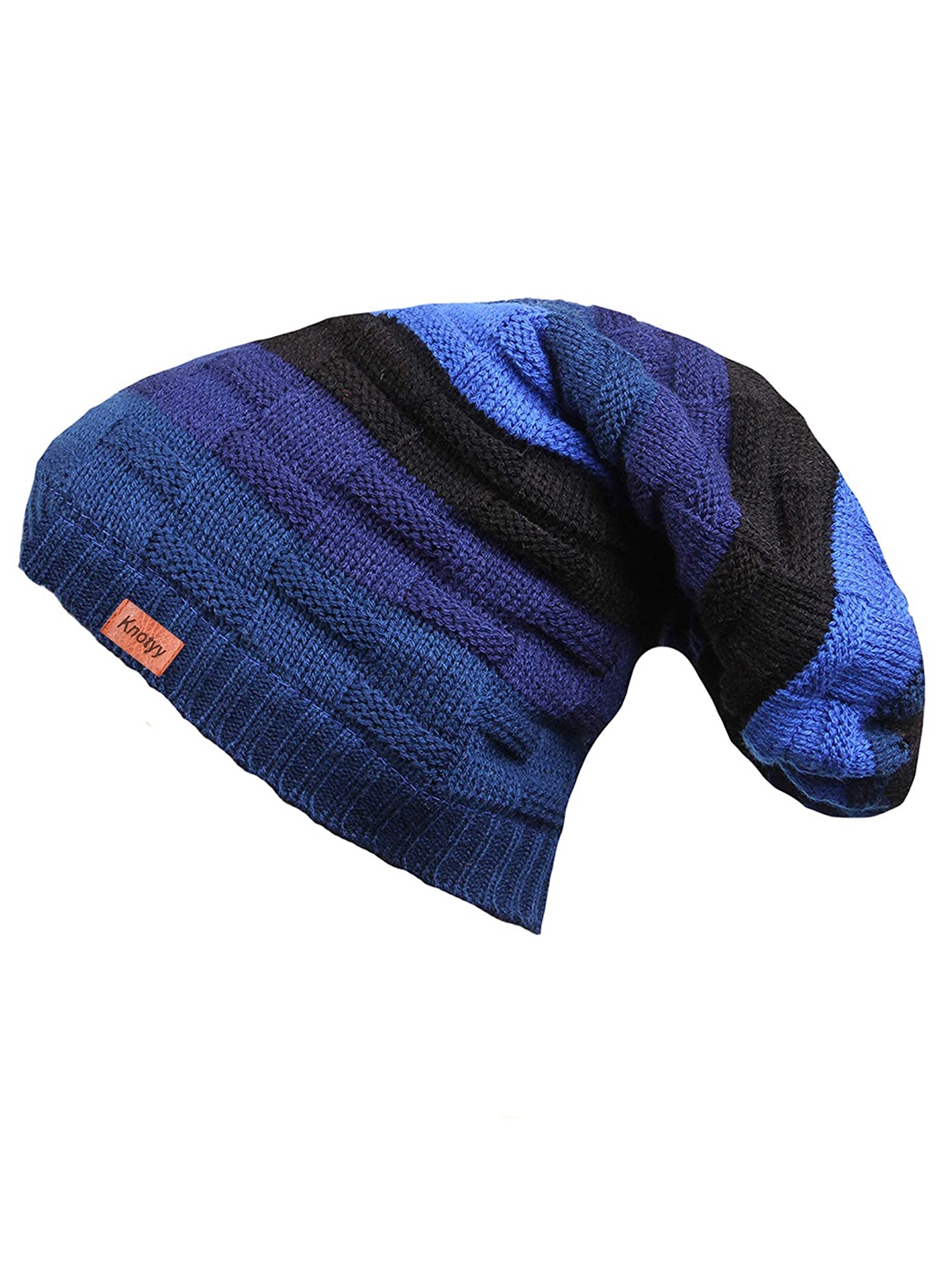 

Knotyy Unisex Blue Self Design Beanie