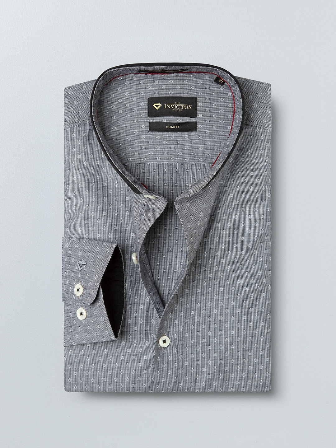 

INVICTUS Men Grey Slim Fit Self Design Semiformal Shirt
