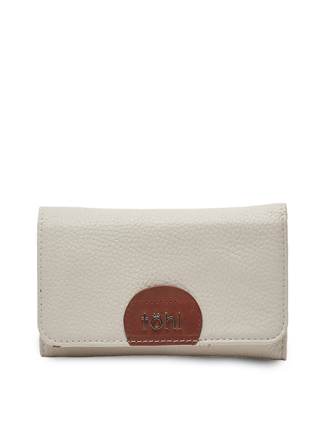 

tohl Women Off-White & Brown Solid Two Fold Wallet