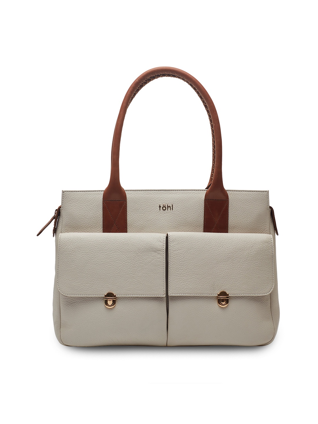

tohl Off-White & Brown Solid Satchel