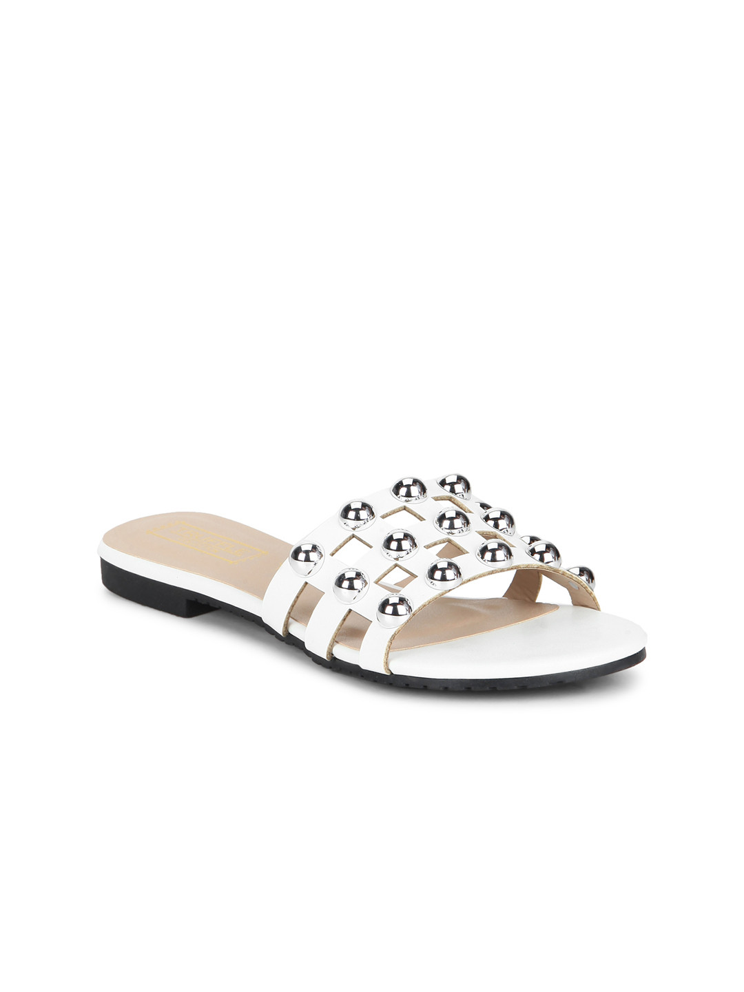 

Truffle Collection Women White Solid Synthetic Open Toe Flats