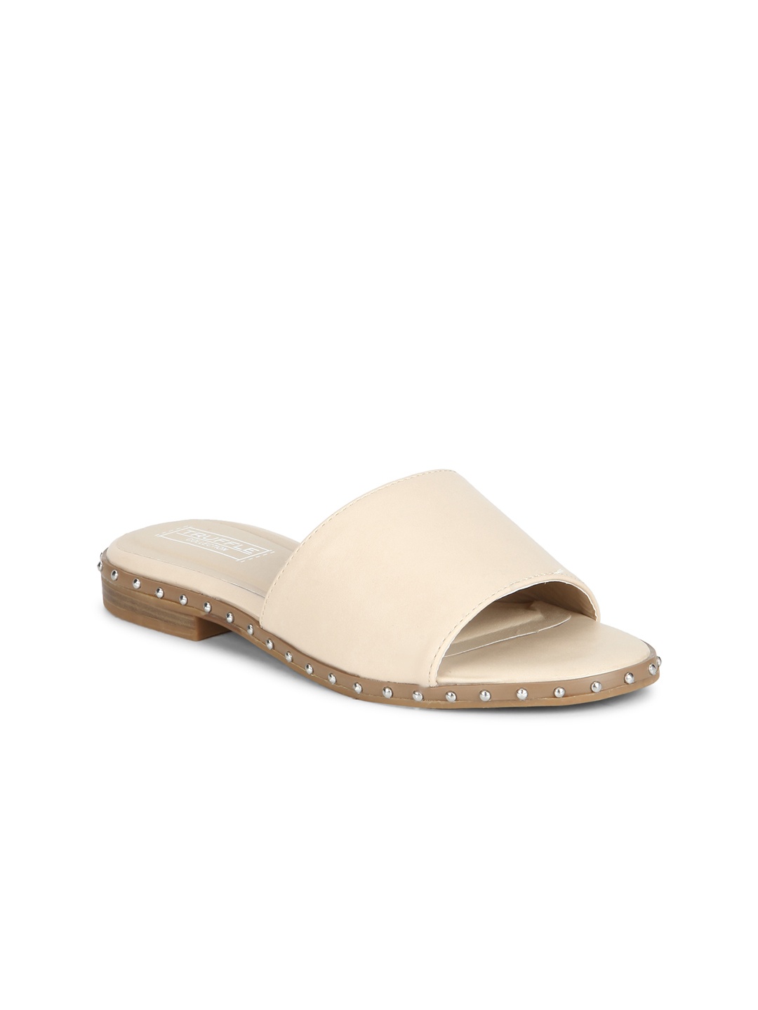 

Truffle Collection Women Beige Solid Synthetic Open Toe Flats