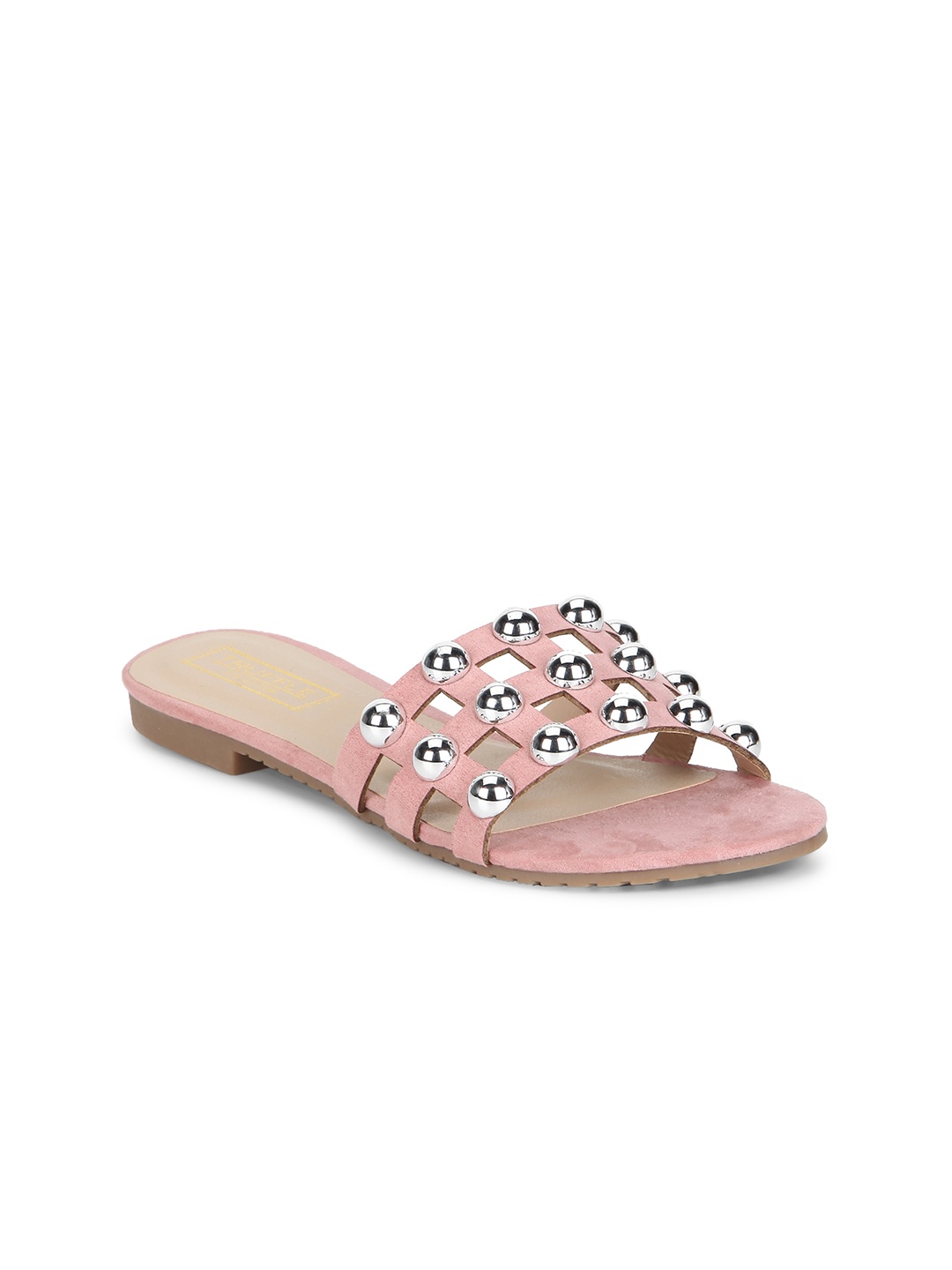 

Truffle Collection Women Pink Solid Synthetic Open Toe Flats