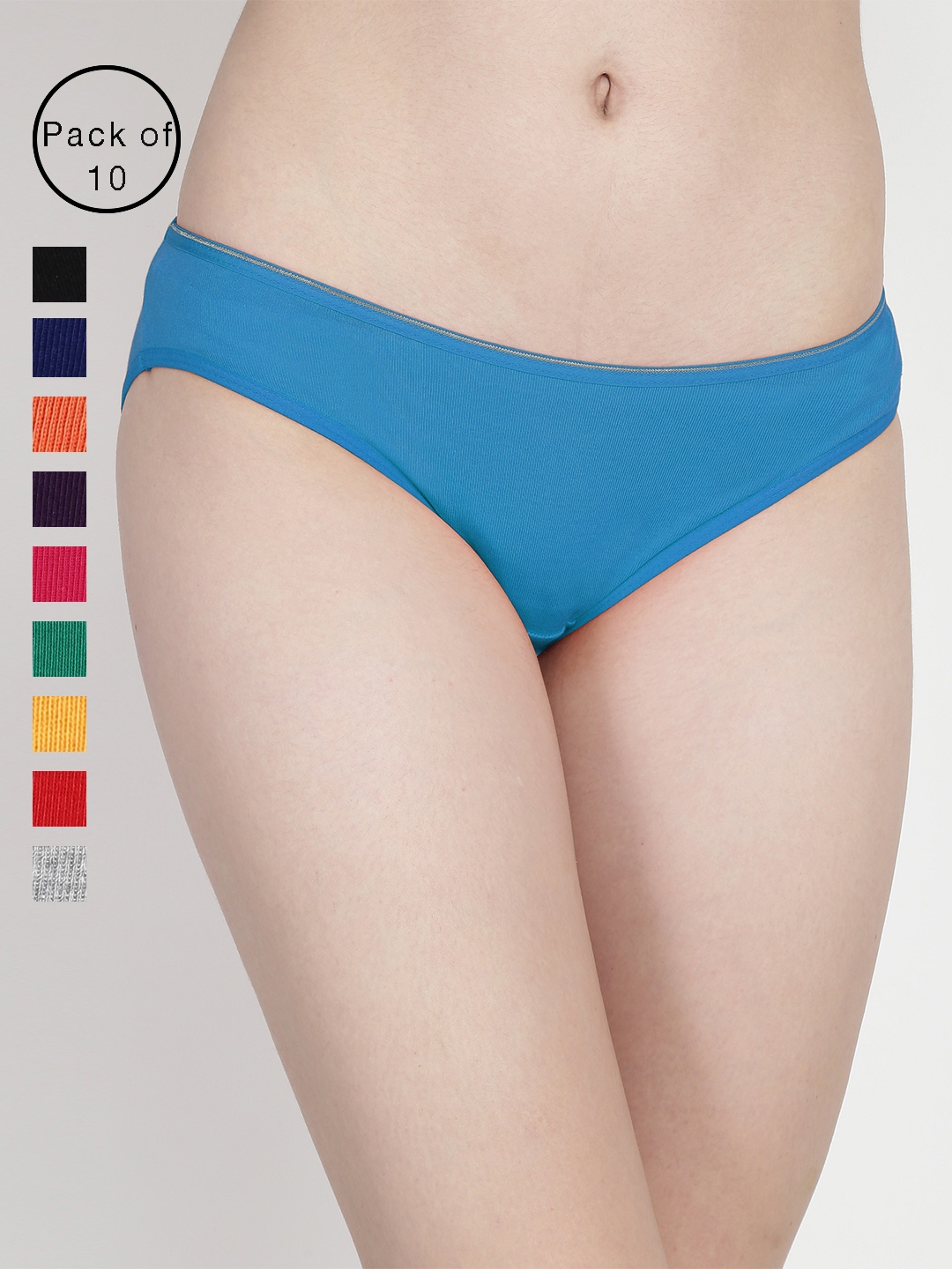 Leading Lady Pack of 10 Solid Briefs RIBBS-10, Multi