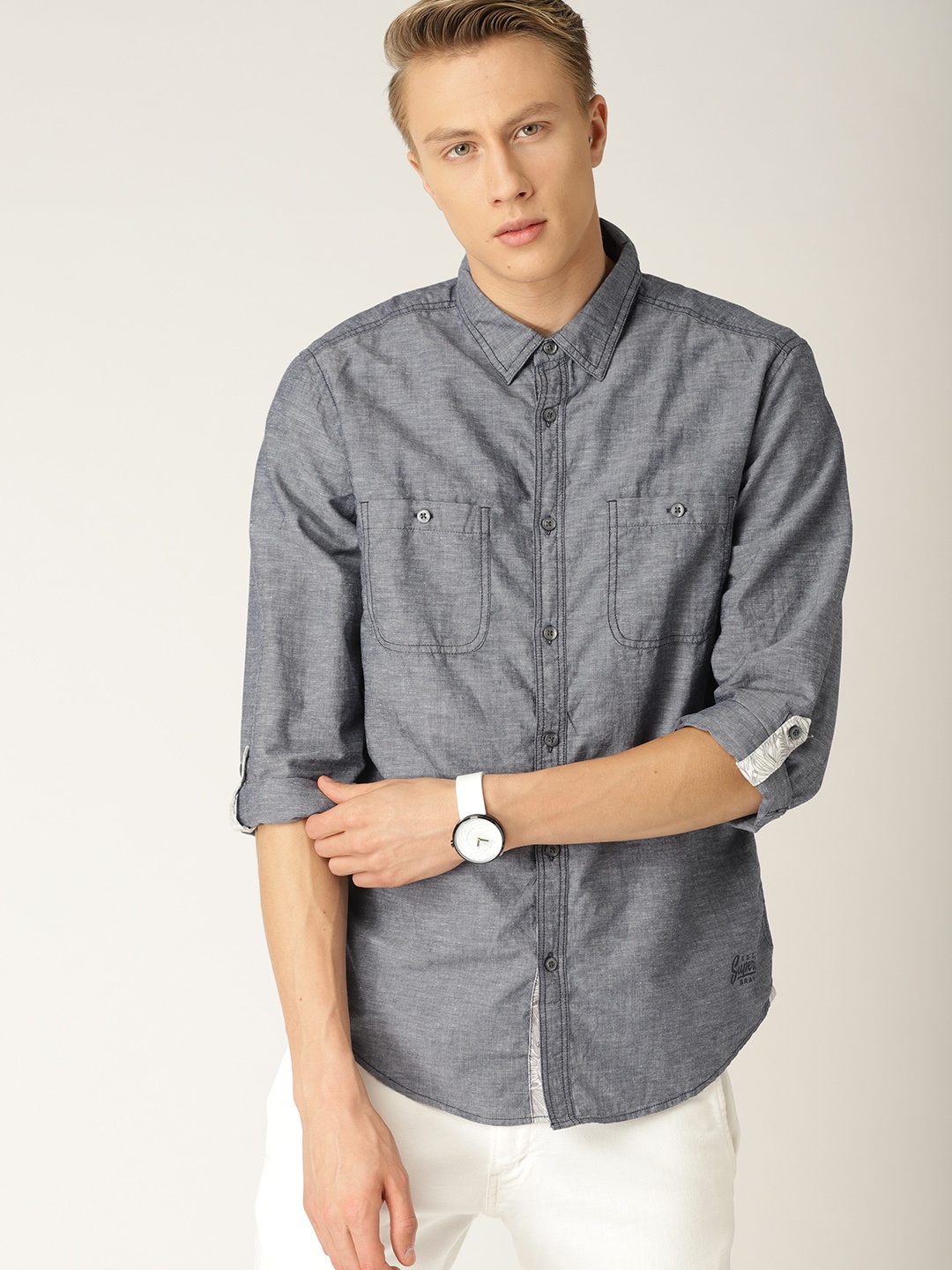 

ESPRIT Men Blue Regular Fit Solid Casual Shirt