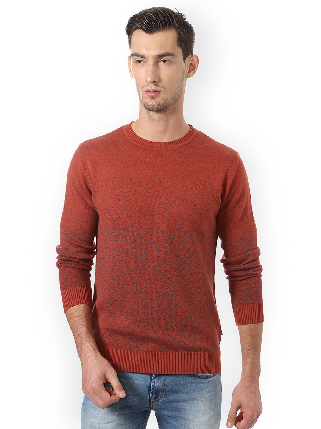 

Allen Solly Men Rust Ribbed Pullover