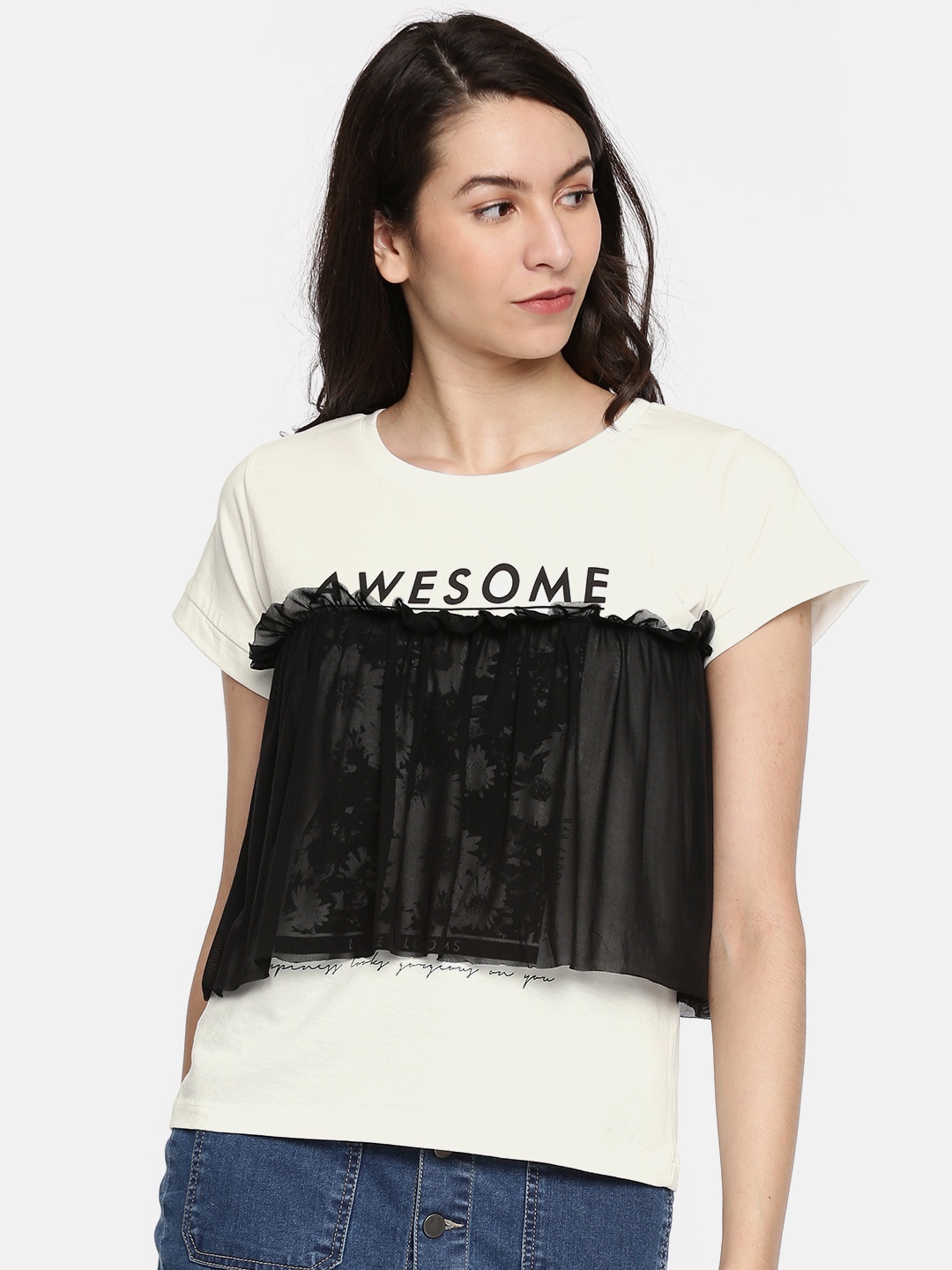 

Lee Cooper Women White Printed Pure Cotton Top