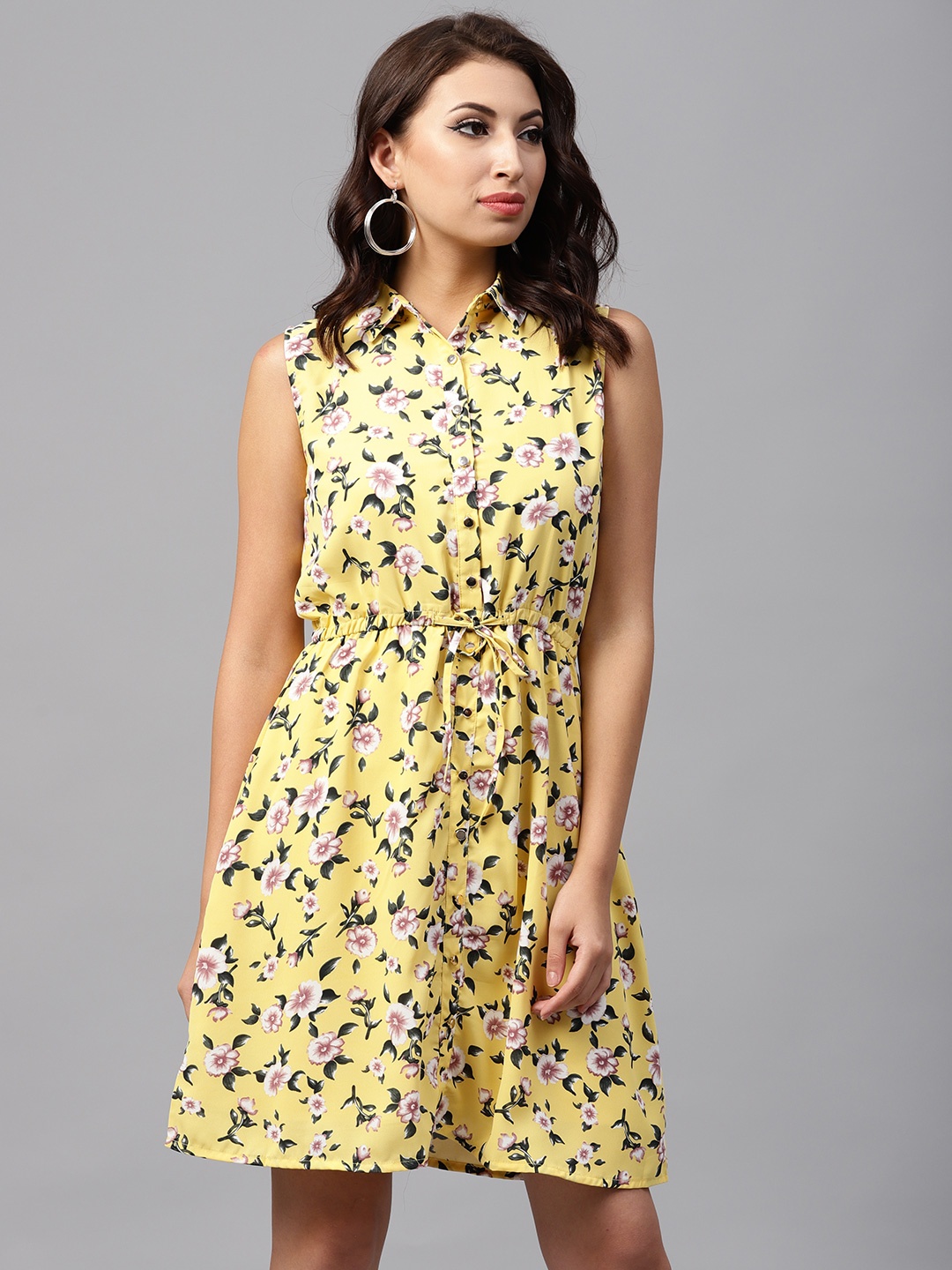 

Tokyo Talkies Women Yellow Printed Shirt Dress