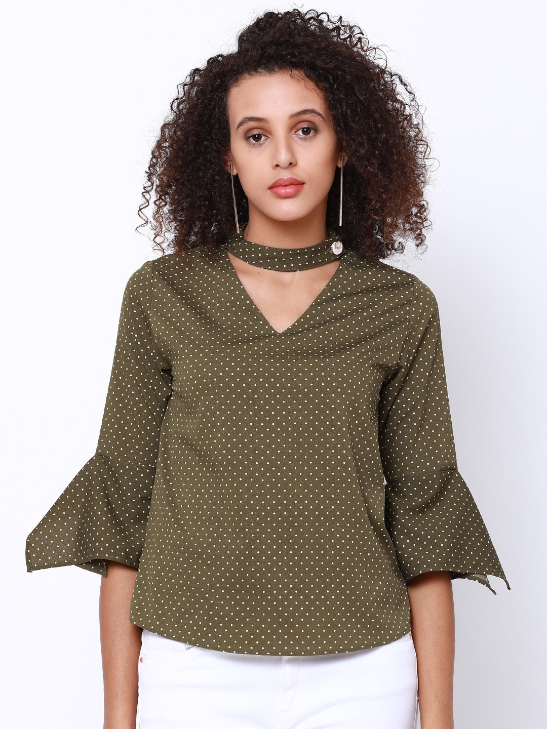 

Tokyo Talkies Women Olive Green Printed Top