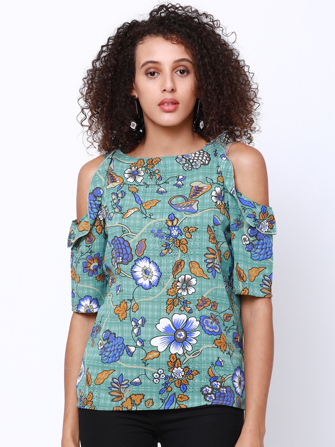 

Tokyo Talkies Women Sea Green Printed Top