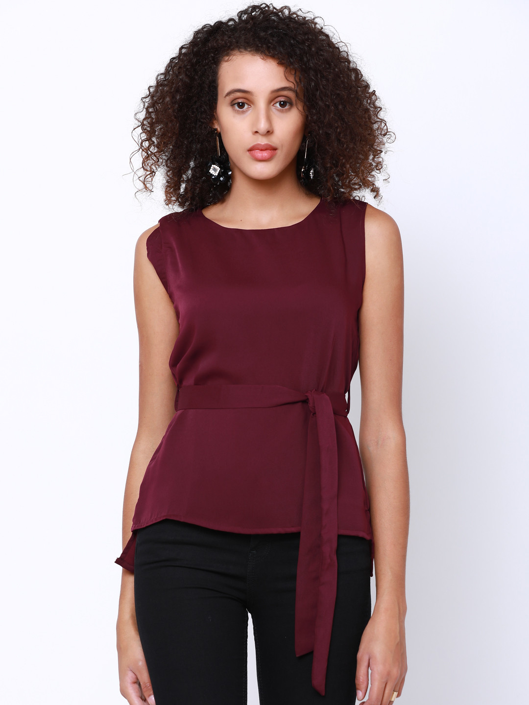 

Tokyo Talkies Women Maroon Solid Top