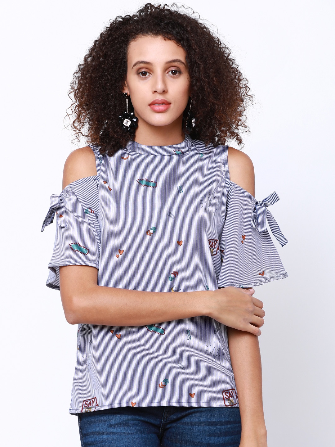 

Tokyo Talkies Women White Striped Top