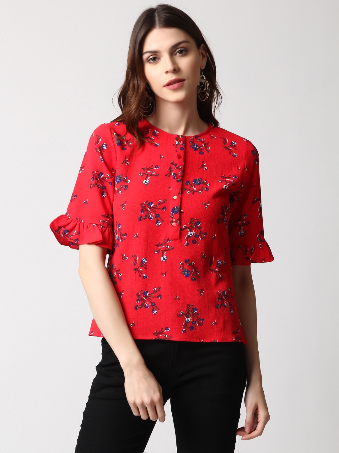 

Marie Claire Women Red Printed Top