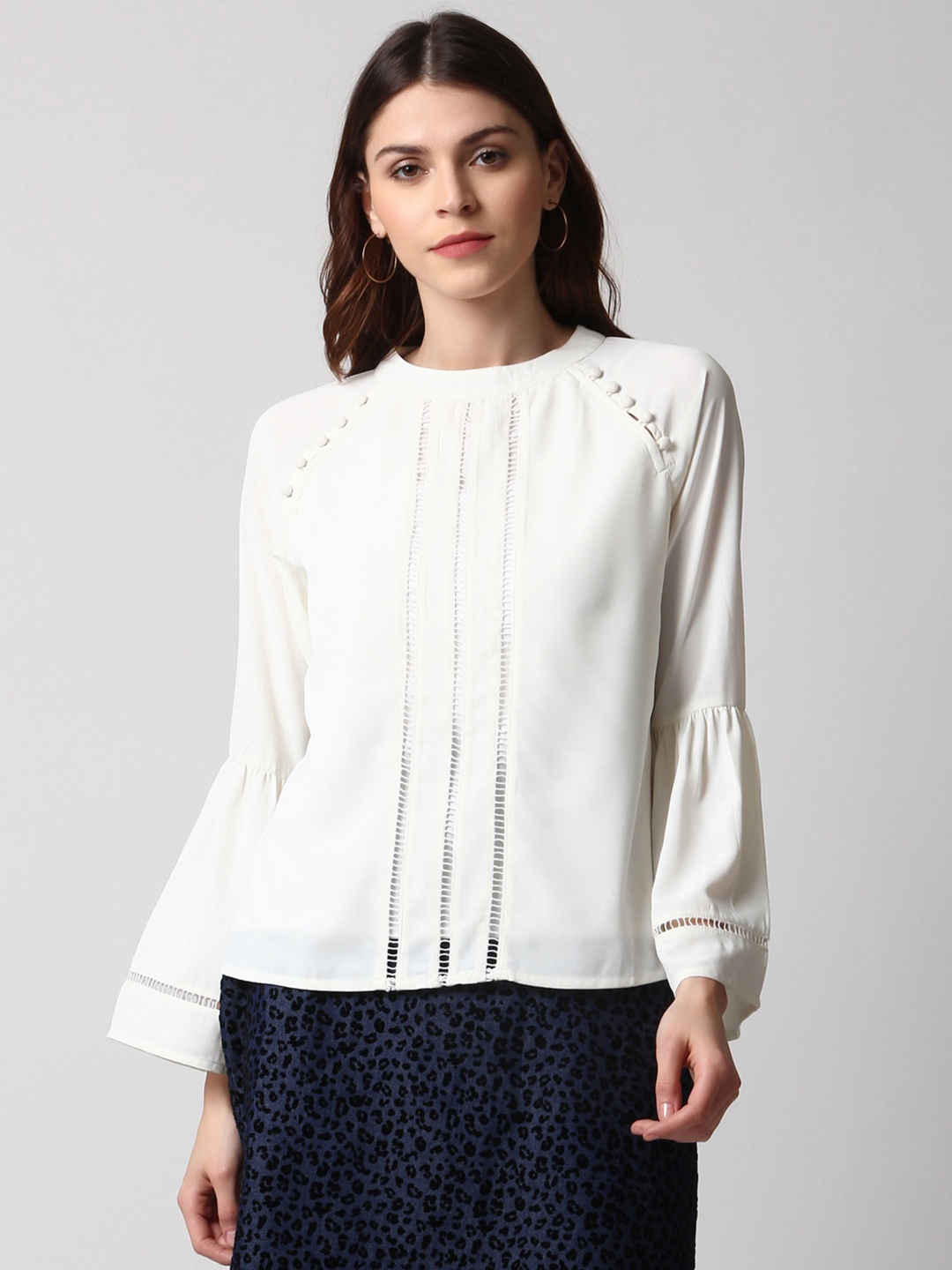 

Marie Claire Women Off-White Solid Top