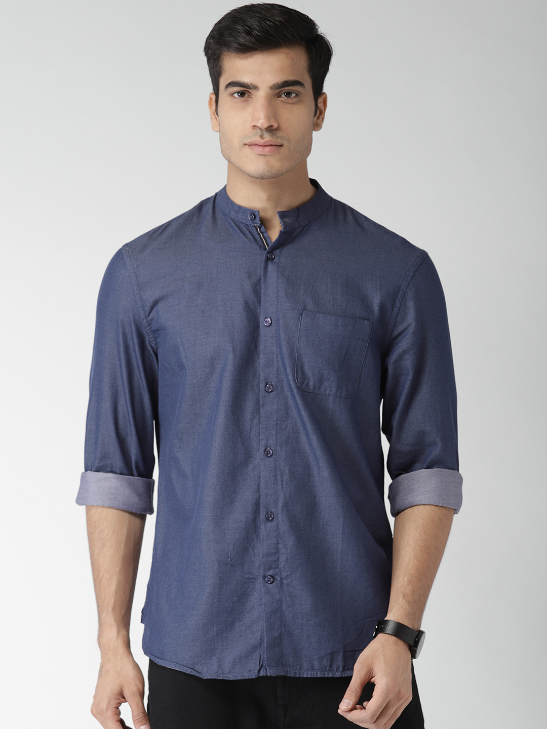 

Celio Men Navy Blue Regular Fit Solid Casual Shirt