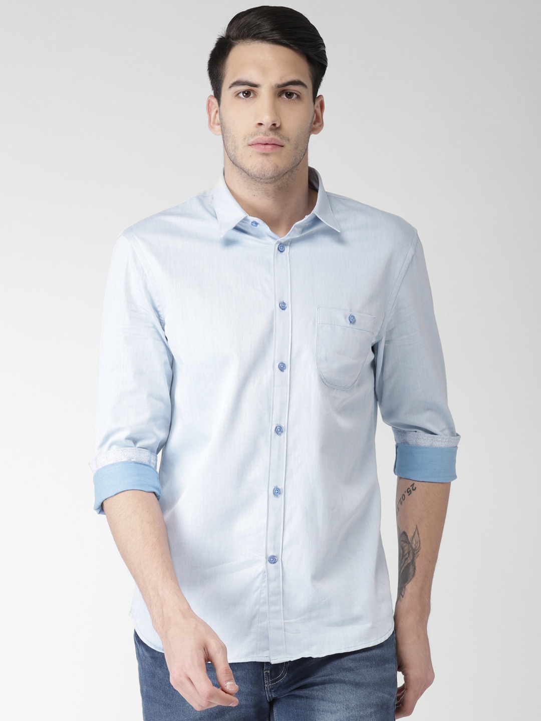 

Celio Men Blue Regular Fit Solid Casual Shirt