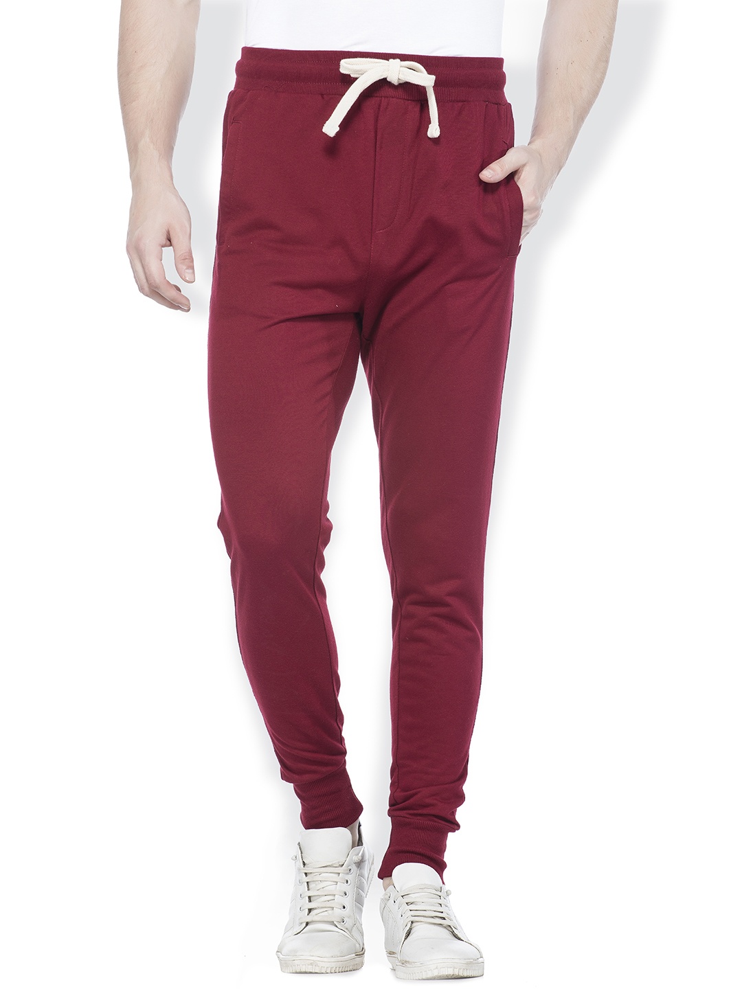 

Tinted Men Maroon Slim Fit Solid Joggers