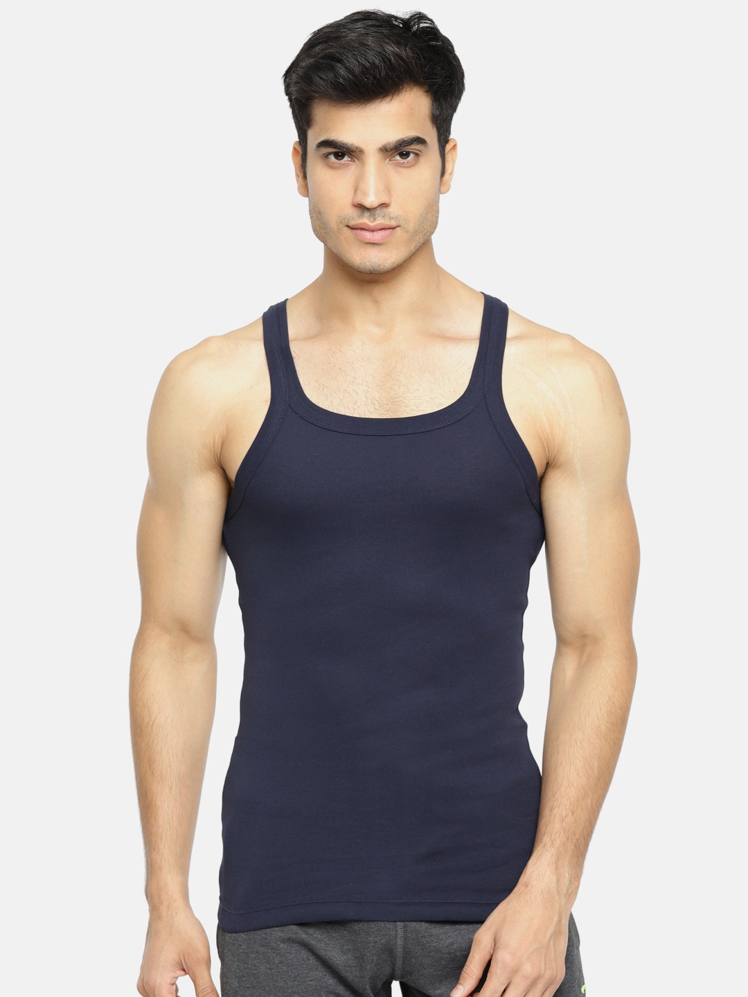 

Park Avenue Men Navy Blue Square Neck Innerwear Vest PZVR00015