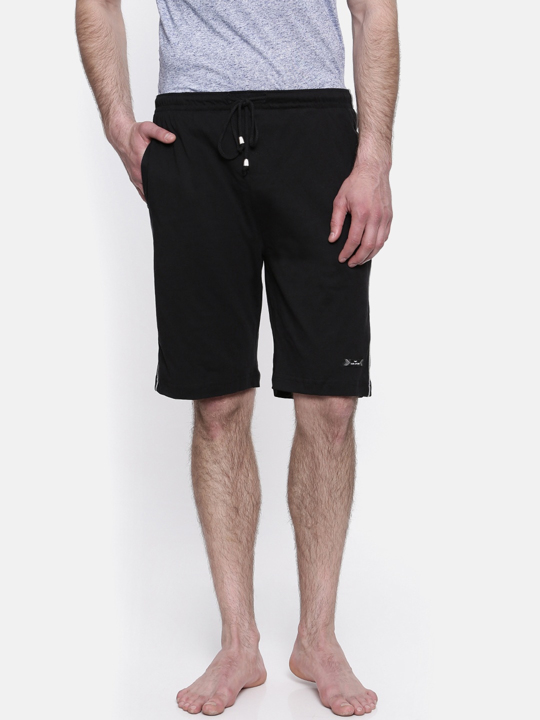 

Park Avenue Men Black Solid Lounge Shorts