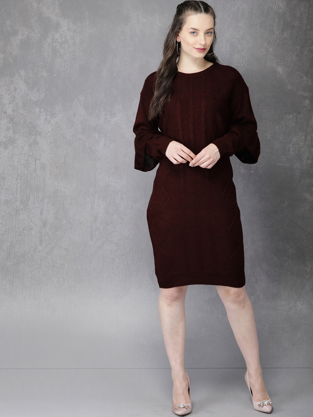 

Anouk Women Maroon Sweater Dress