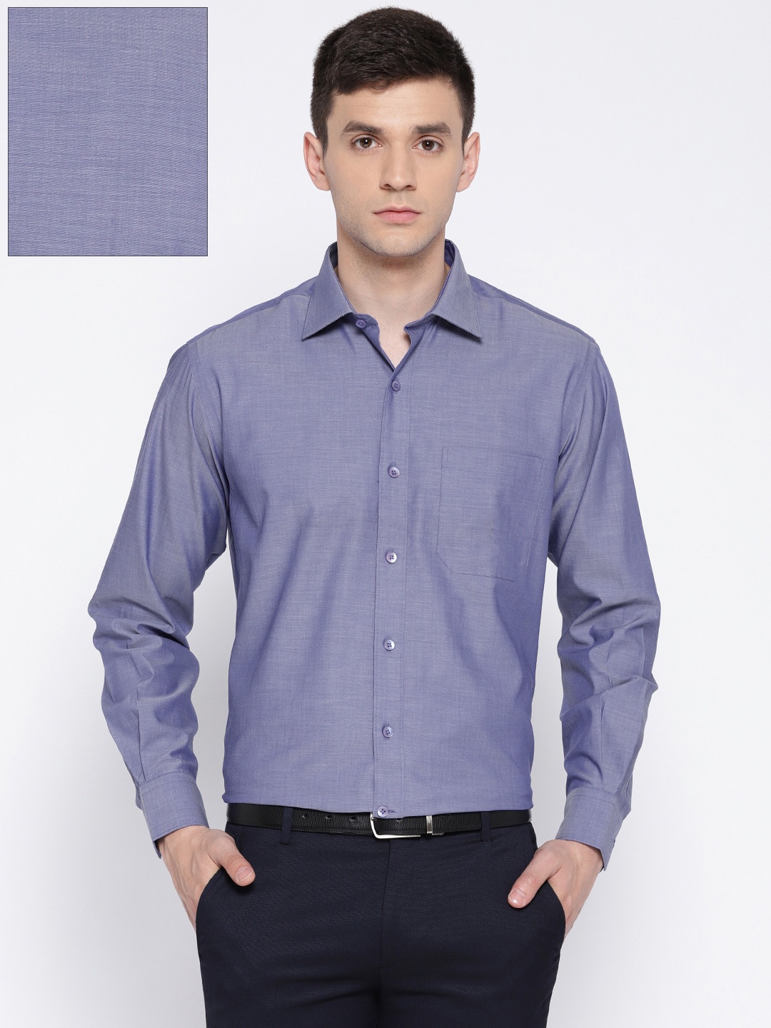 

Wills Lifestyle Men Blue Regular Fit Solid Formal Shirt