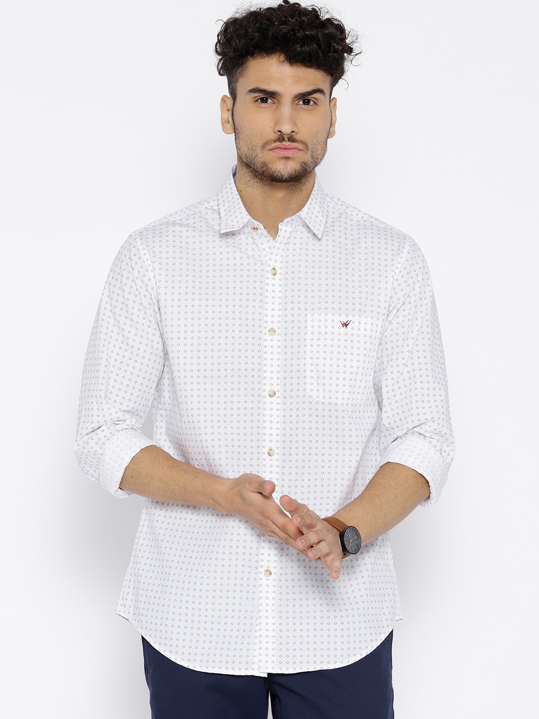 

Wills Lifestyle Men White & Black Slim Fit Printed Casual Shirt