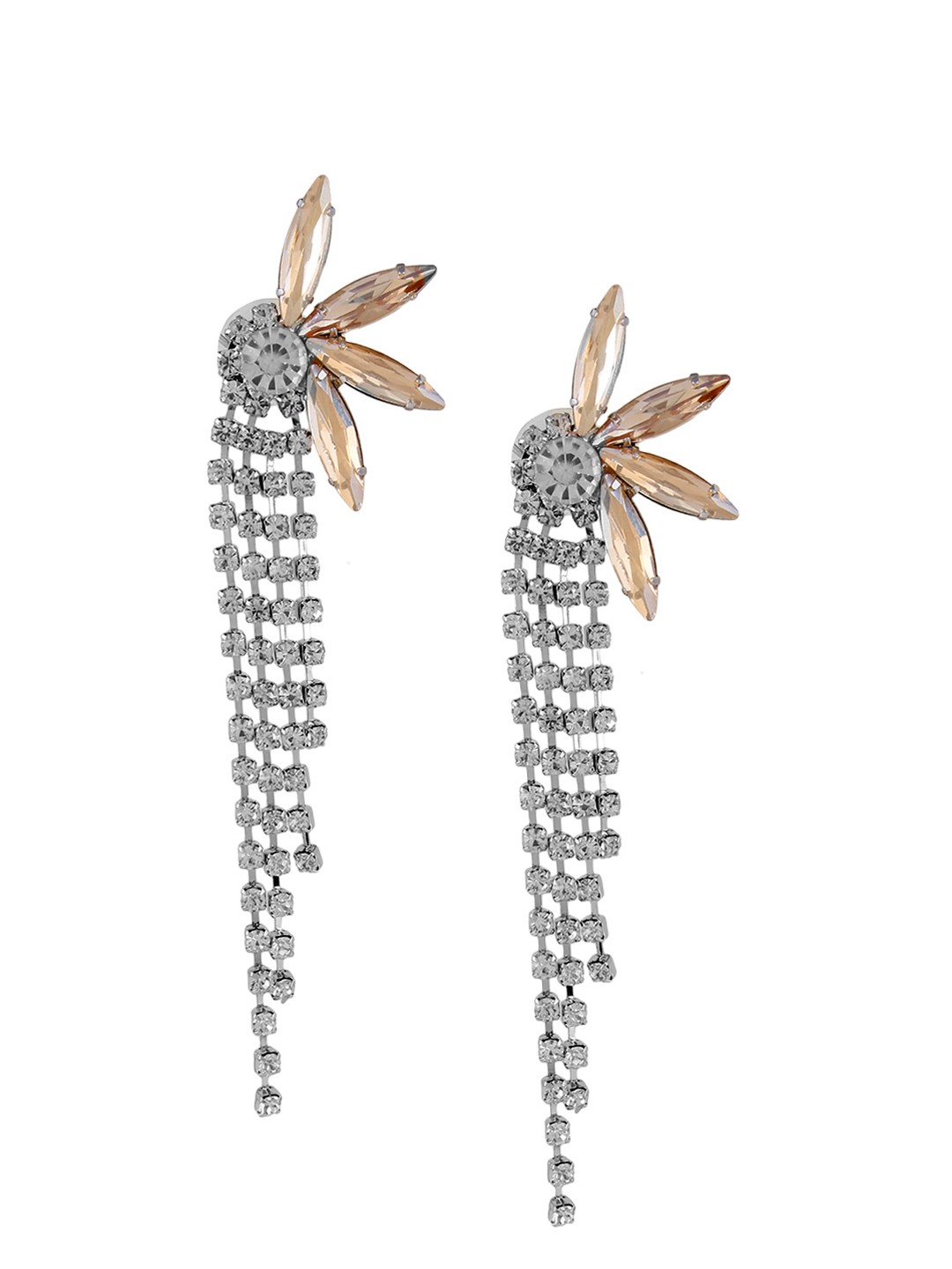 

Mali Fionna Gold-Toned & White Contemporary Drop Earrings