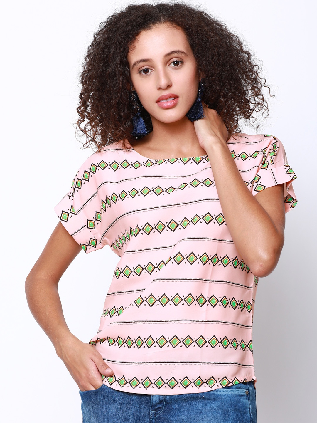 

Tokyo Talkies Women Peach-Coloured Printed Top
